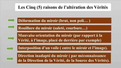 Les cinq (5) raisons de l'altération des Vérités