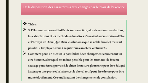 De la disposition des caractères à être changés par le biais de l'exercice