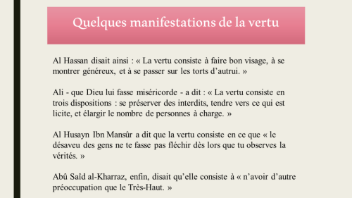 Quelques manifestations de la vertu